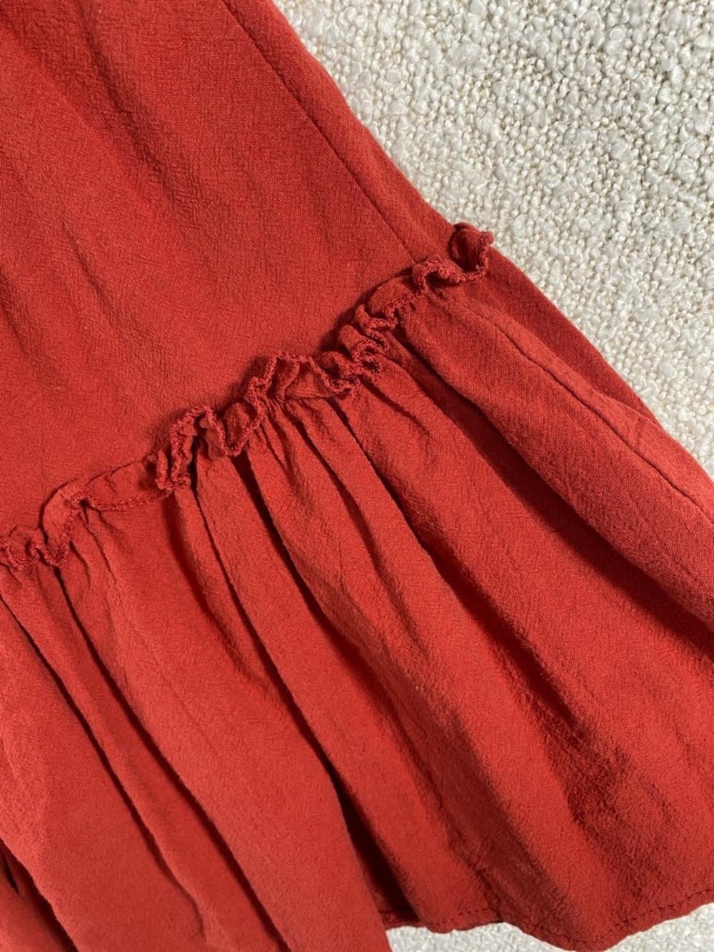Women’s dark Red Tiered Drawstring Skirt. - Picture 12 of 15
